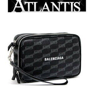 Balenciaga logo clutch bag Clutch leather black